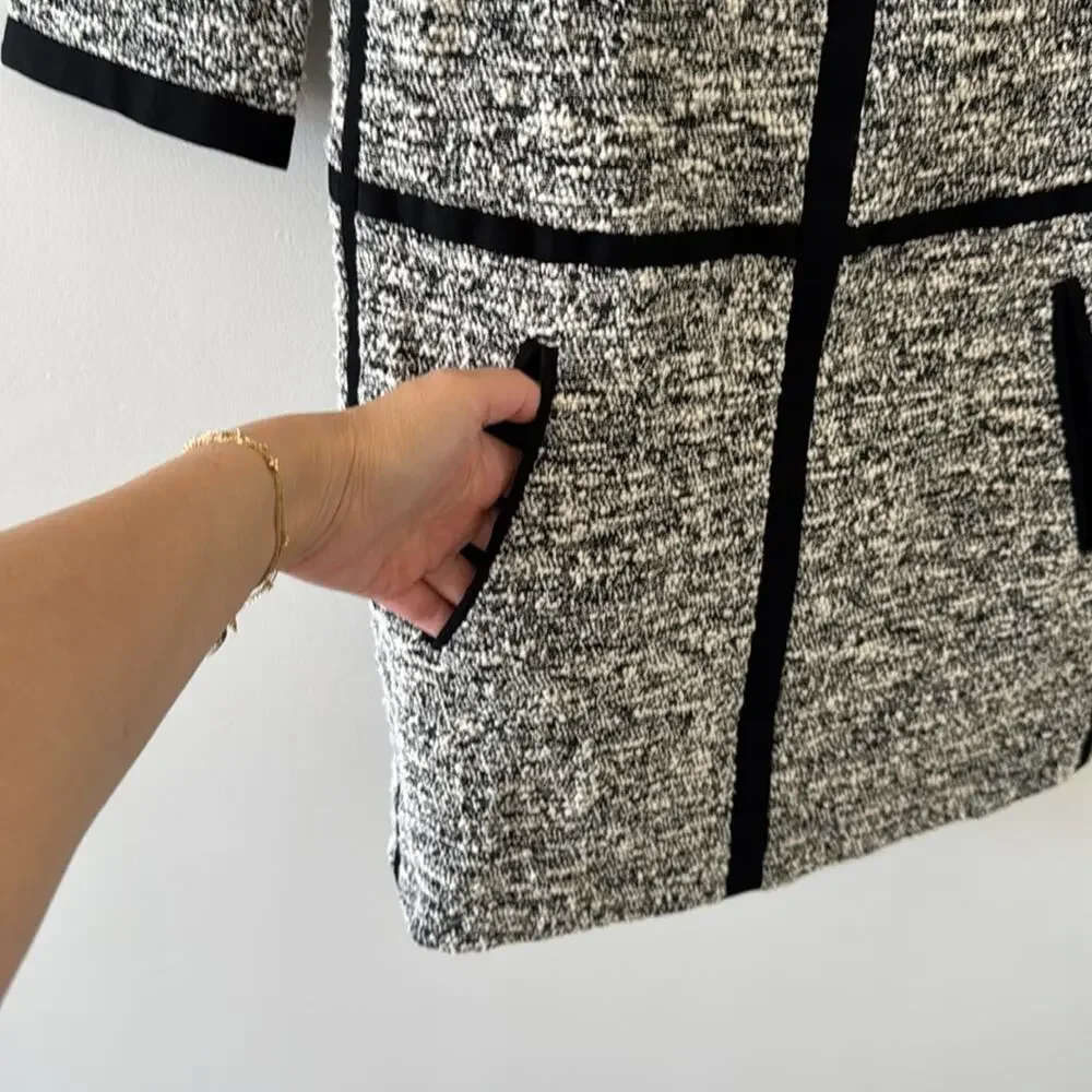 Rag & Bone Camden Tweed Shift Dress Black White Contrast Trim Size 0 - Picture 3 of 7